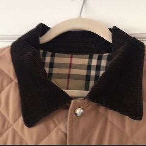 Burberry Men’s Tan Quilted Jacket w/plaid liner